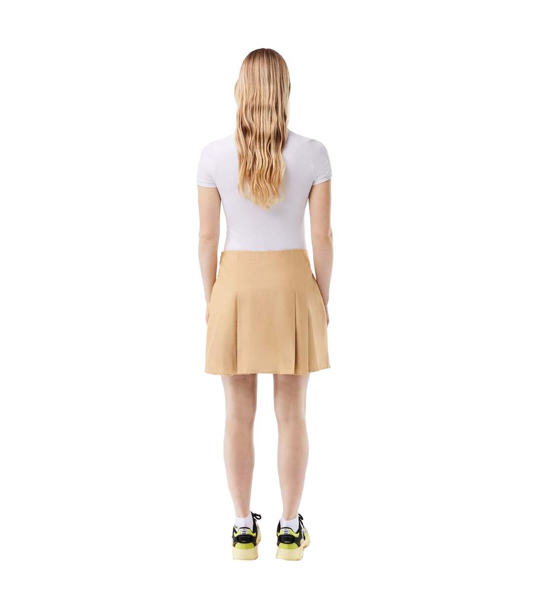 Womens/ladies Short Cotton Pleated Skirt Beige Lacoste-3