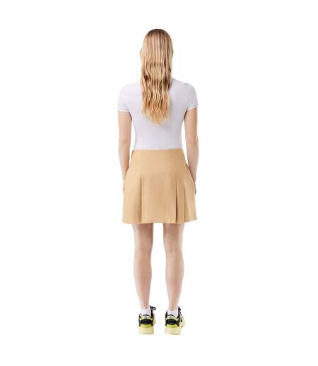 Womens/ladies Short Cotton Pleated Skirt Beige Lacoste