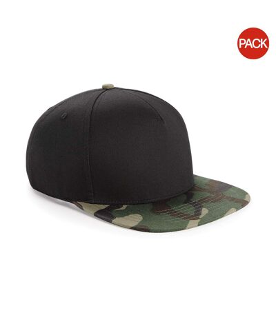 Beechfield Camouflage Retro Snapback Cap (Pack of 2) (Black/ Jungle Camo) - UTRW6723