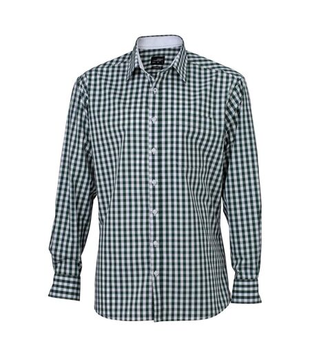 Chemise Motif/style À Carreaux Homme Vert Forêt Blanc James And Nicholson