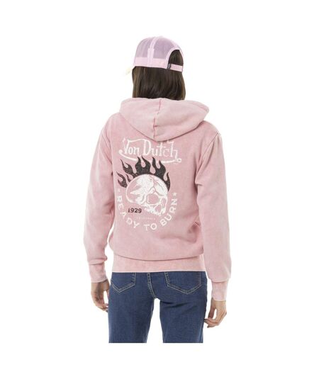 Sweat zippé femme délavé à capuche avec print devant et dos Grunge Vondutch