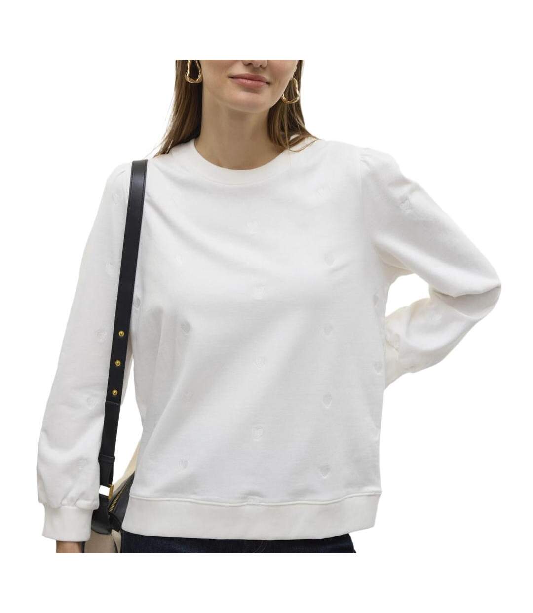 Sweat blanc femme vero moda beat - l-1