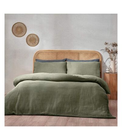 Yard Chunky Cotton Waffle Duvet Set (Eucalyptus) - UTRV3332