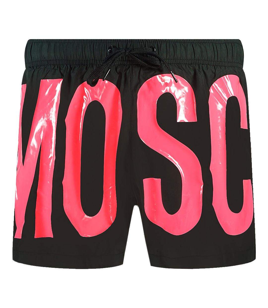 Short De Bain Motif Logo Homme Rose Noir Moschino-1