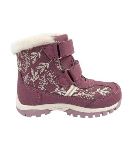 Childrens/kids Anna Frozen Leather Snow Boots Violet Cerda