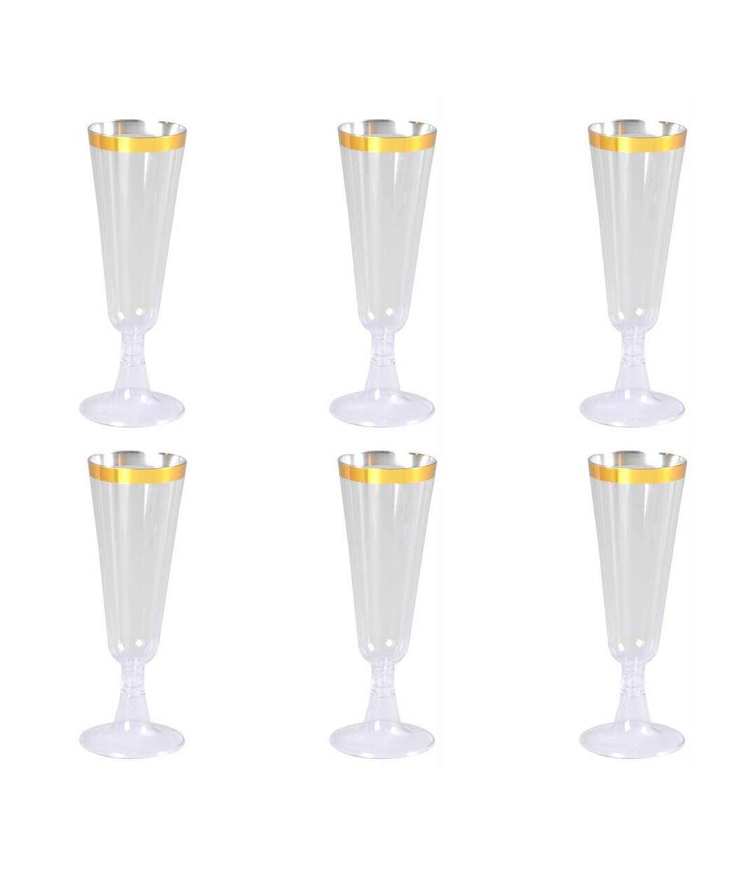 Lot de 6 Flûtes à Champagne Réutilisable Liseré 15cl Or-1