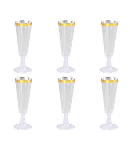 Lot de 6 Flûtes à Champagne Réutilisable Liseré 15cl Or