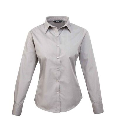 Womens/ladies long-sleeved shirt silver Premier