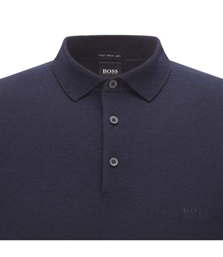 Mens Bono Long-sleeved Polo Shirt Dark Blue Boss