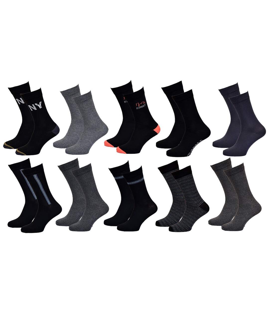 Chaussettes Homme TWINDAY Qualité et Confort-Assortiment modèles photos selon arrivages- Pack de 10 Paires TWINDAY