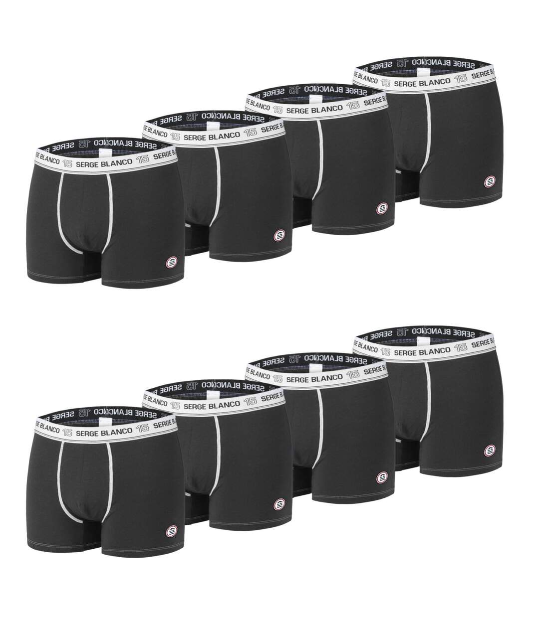 Lot de 8 boxers homme en coton Noir Serge Blanco-1