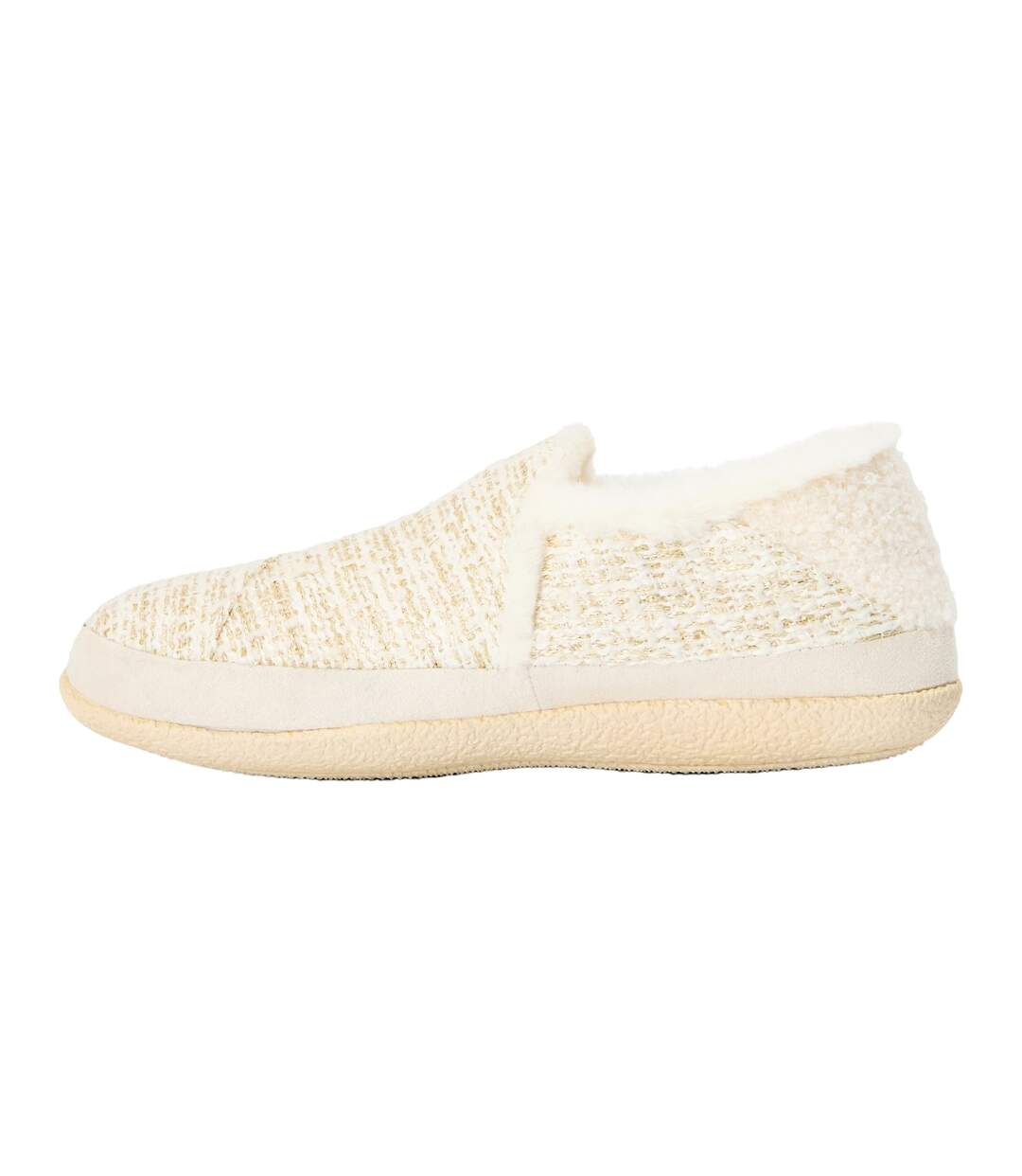 Womens/ladies Tweed Casual Slippers White Toms-2