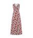 Womens/ladies Floral V Neck Maxi Dress Blue Red Wednesday-2