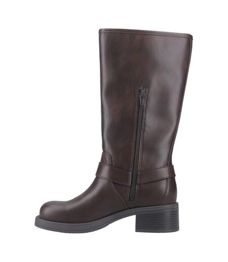 Womens/ladies Nash Tall Biker Boots Brown Rocket Dog