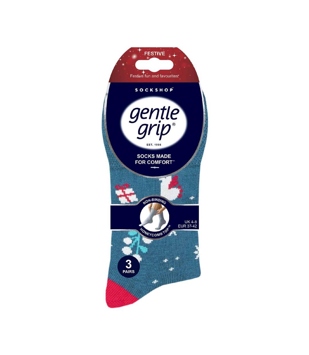 Gentle Grip - 6 Paires Femme Chaussettes Noel Fantaisie Sans Elastiques-2