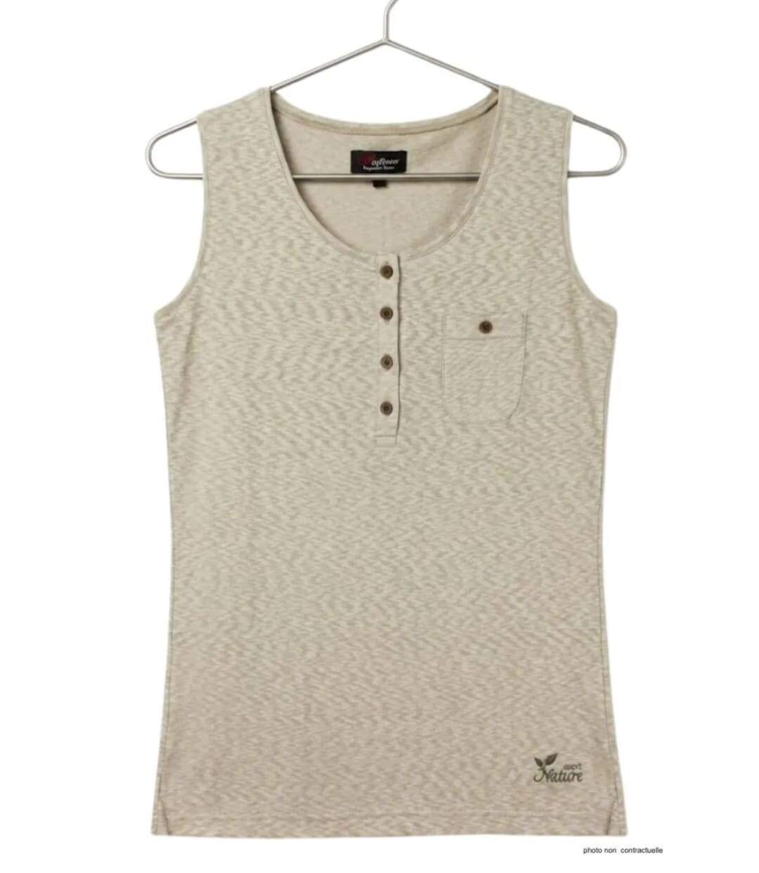 MAYFLOWER LOTUS3 — Débardeur beige femme coton flammé : l'élégance naturelle au quotidien-2