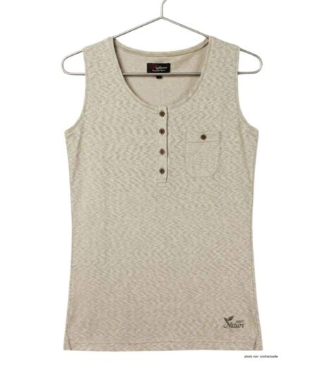 MAYFLOWER LOTUS3 — Débardeur beige femme coton flammé : l'élégance naturelle au quotidien