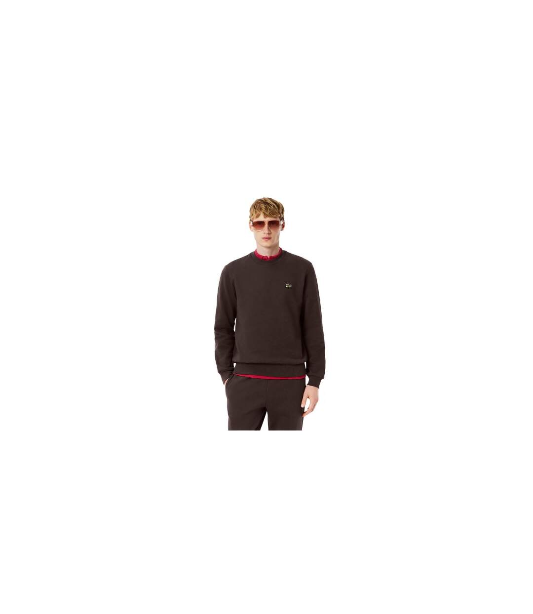 Sweat Motif/style Petit Logo Homme Marron Lacoste-1