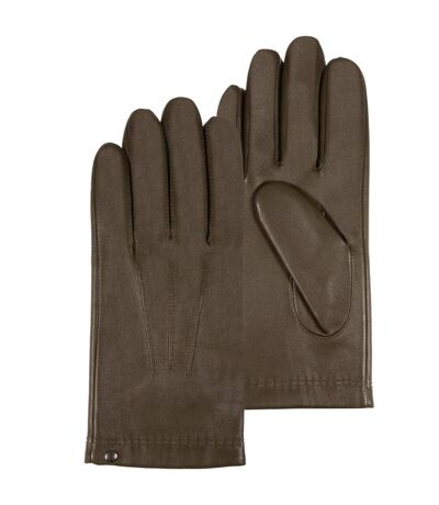 Isotoner Gants homme en cuir d'agneau pleine fleur, doublés cachemire et soie