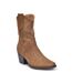 OZABI Bottines Santiag Femme Suédine Talon Bloc 6 cm Bout Pointu Mi-Mollet-1