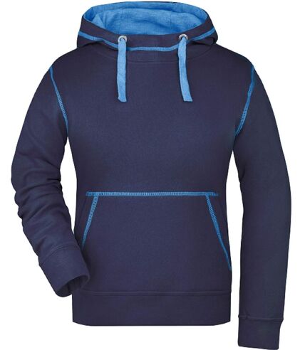 Sweat shirt à capuche femme - JN960 - bleu marine et cobalt