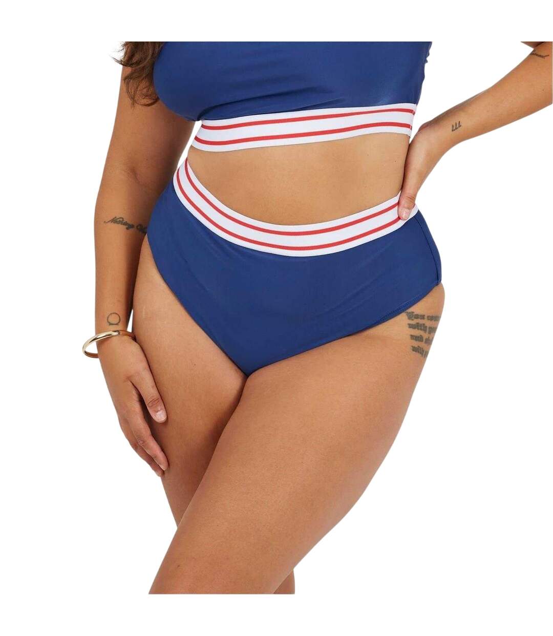 Bas De Maillot De Bain Motif/style À Rayures Femme Bleu Marine Blanc Rouge Brave Soul-2