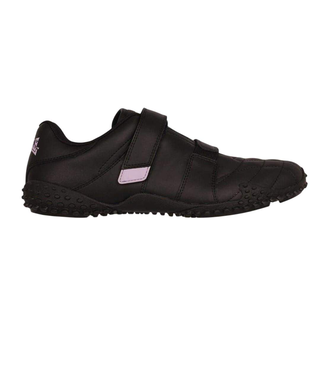 Womens/ladies Fulham Leather Hook And Loop Trainers Black Lavender Lonsdale-1
