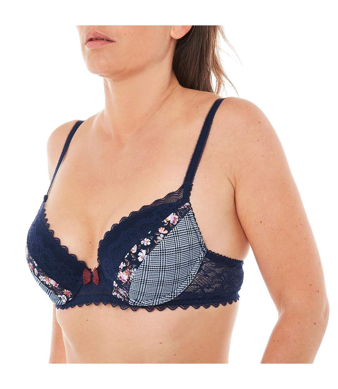 Soutien-gorge ampliforme coque moulée indigo/caramel Débutante