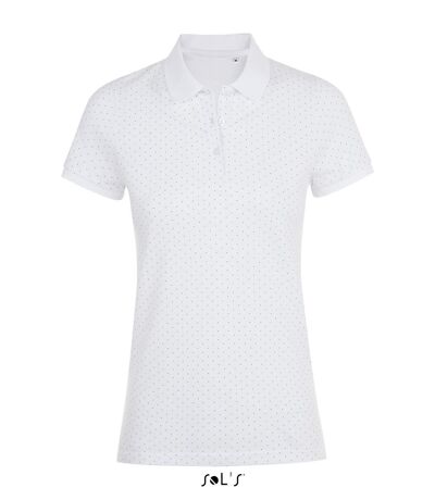 Polo à pois - femme - manches courtes - 01707 - blanc