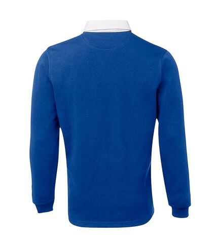 Front Row Long Sleeve Classic Rugby Polo Shirt (Royal/White)