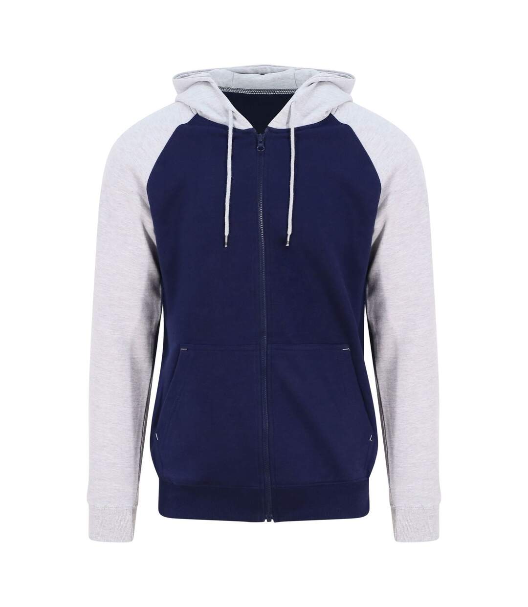 Veste zippée à capuche baseball homme - JH063 - bleu marine et gris clair