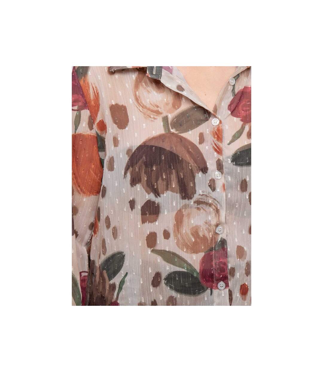 Chemise transparente motif floral OXELIA - Dona X Lisa-3