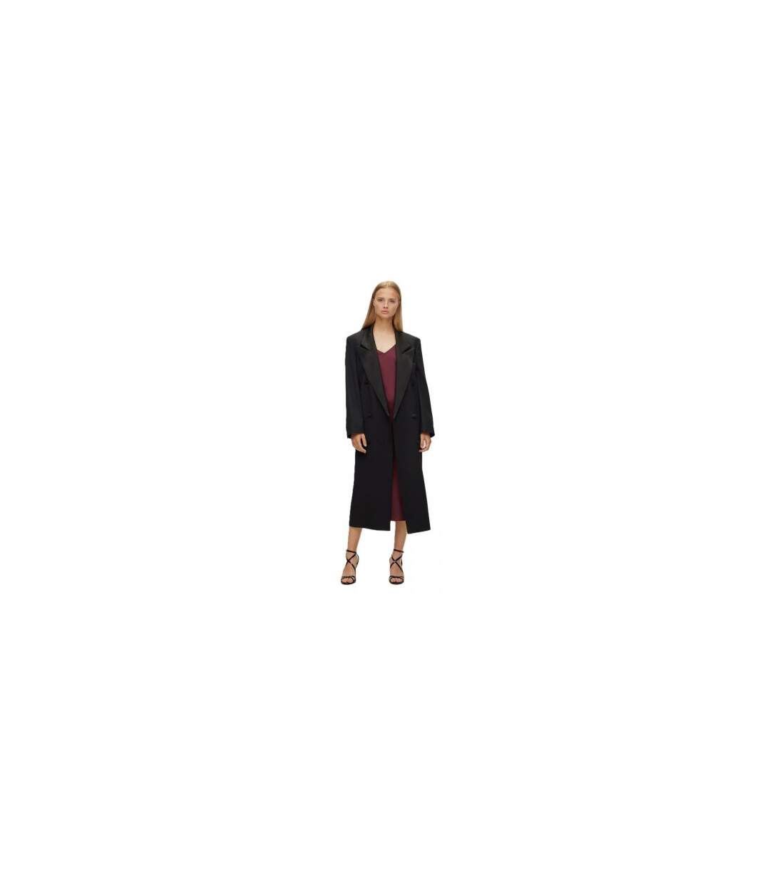 Womens/ladies Waxed Lapel Collar Longline Jacket Black Boss-1