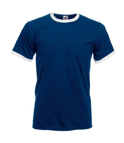 T-shirt à manches courtes homme bleu marine/ blanc Fruit of the Loom