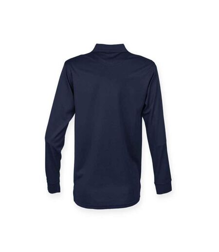 Henbury Adults Unisex Long Sleeve Coolplus Piqu Polo Shirt (Navy) - UTPC3836