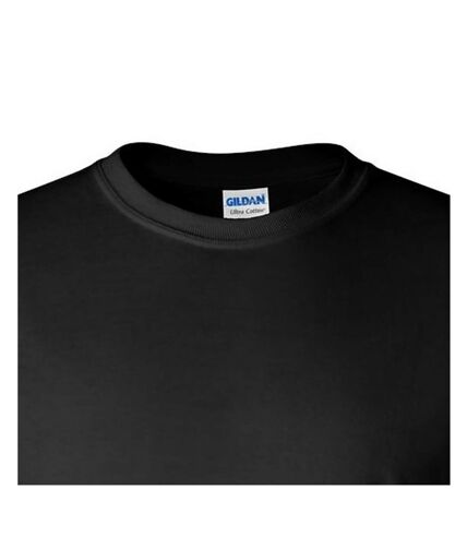 Gildan Mens Plain Crew Neck Ultra Cotton Long Sleeve T-Shirt (Black)