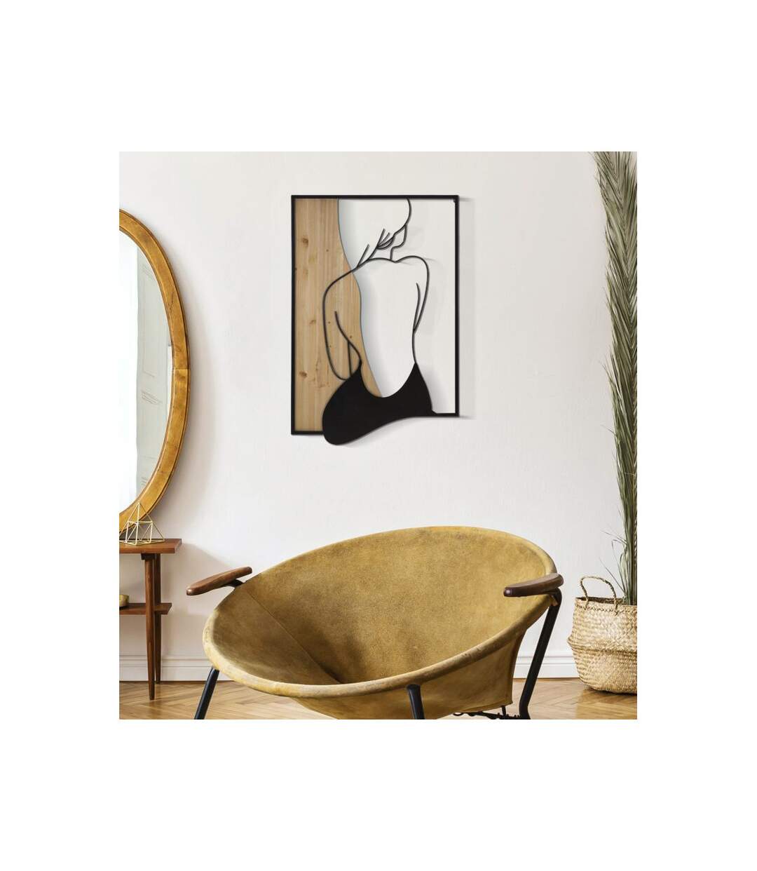 Décoration Murale Encadrée Beauty 90cm Noir & Naturel-5