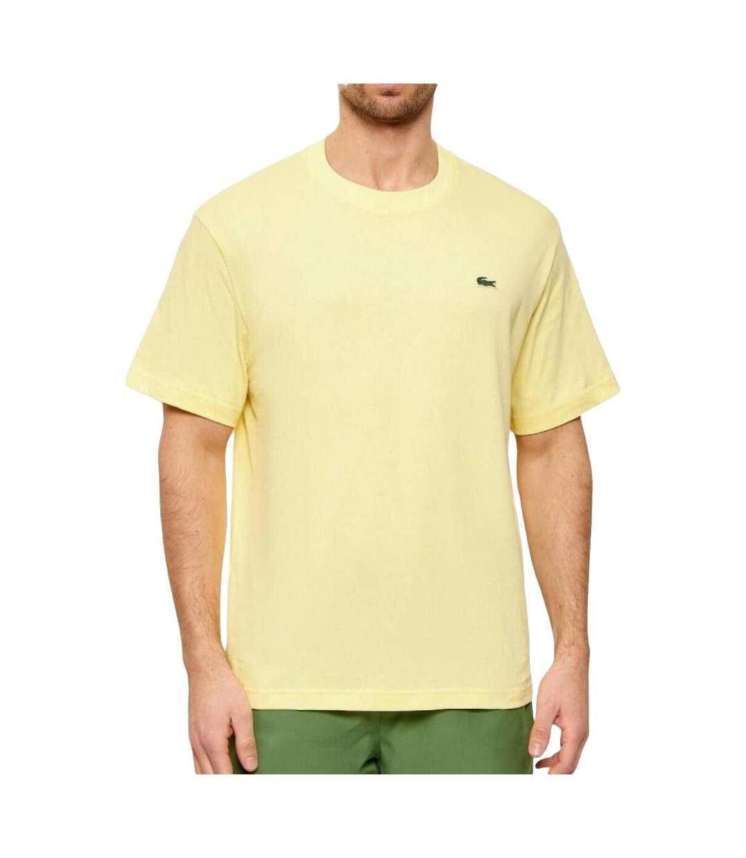 T-Shirt jaune homme lacoste essentiel-1