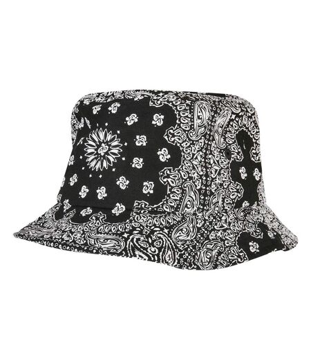 Unisex adult bandana printed bucket hat black Flexfit