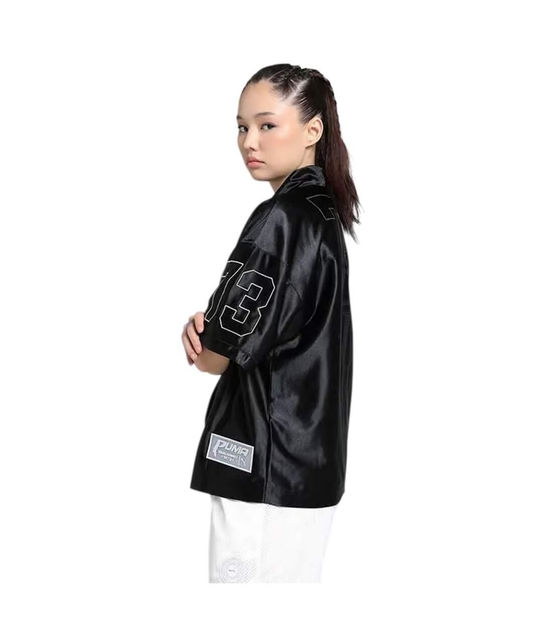 Womens/ladies Printed Relaxed Fit Overshirt  Black Puma-4