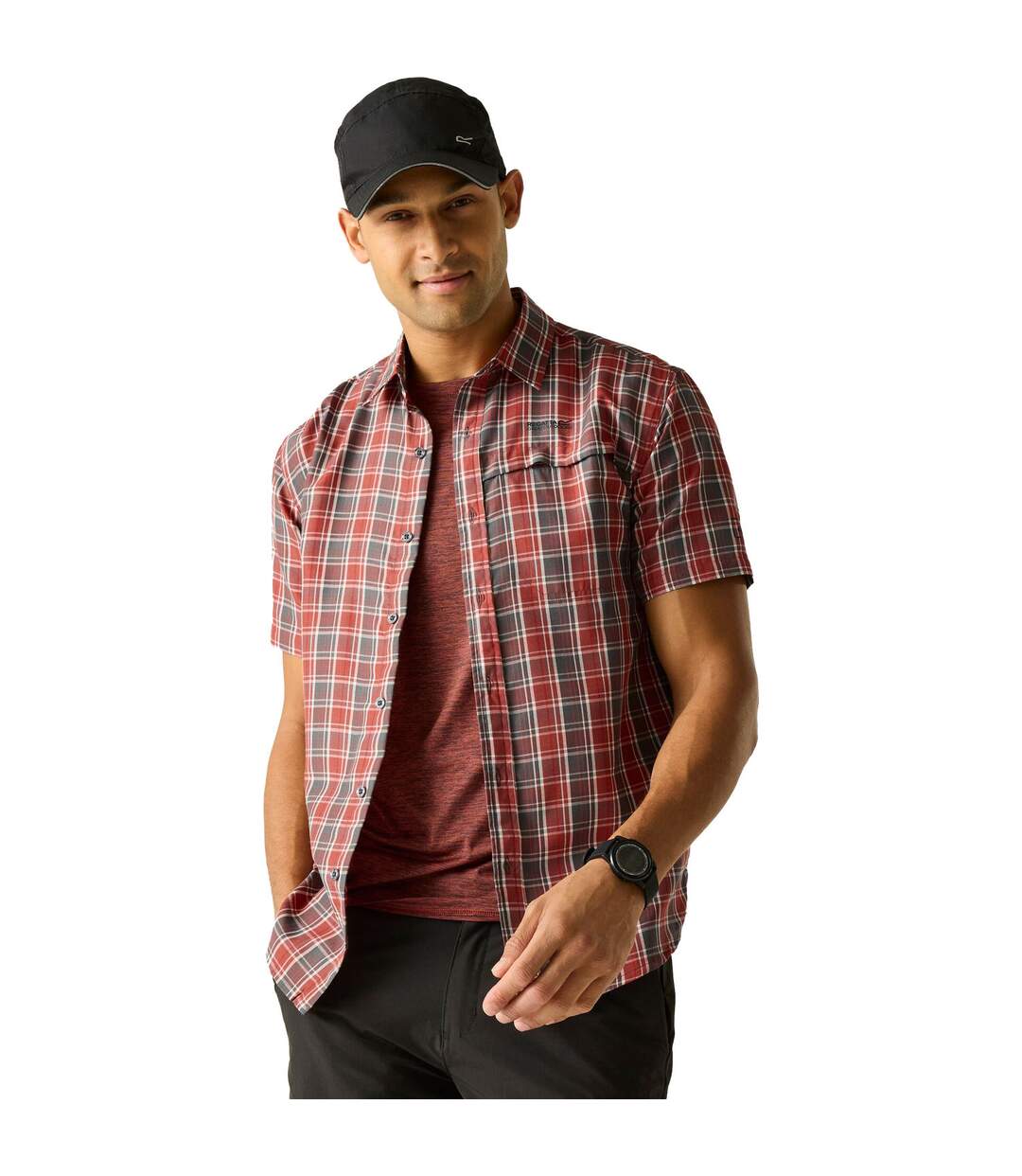Mens Mindano Multi Check Short-sleeved Shirt Dark Storm Regatta-1