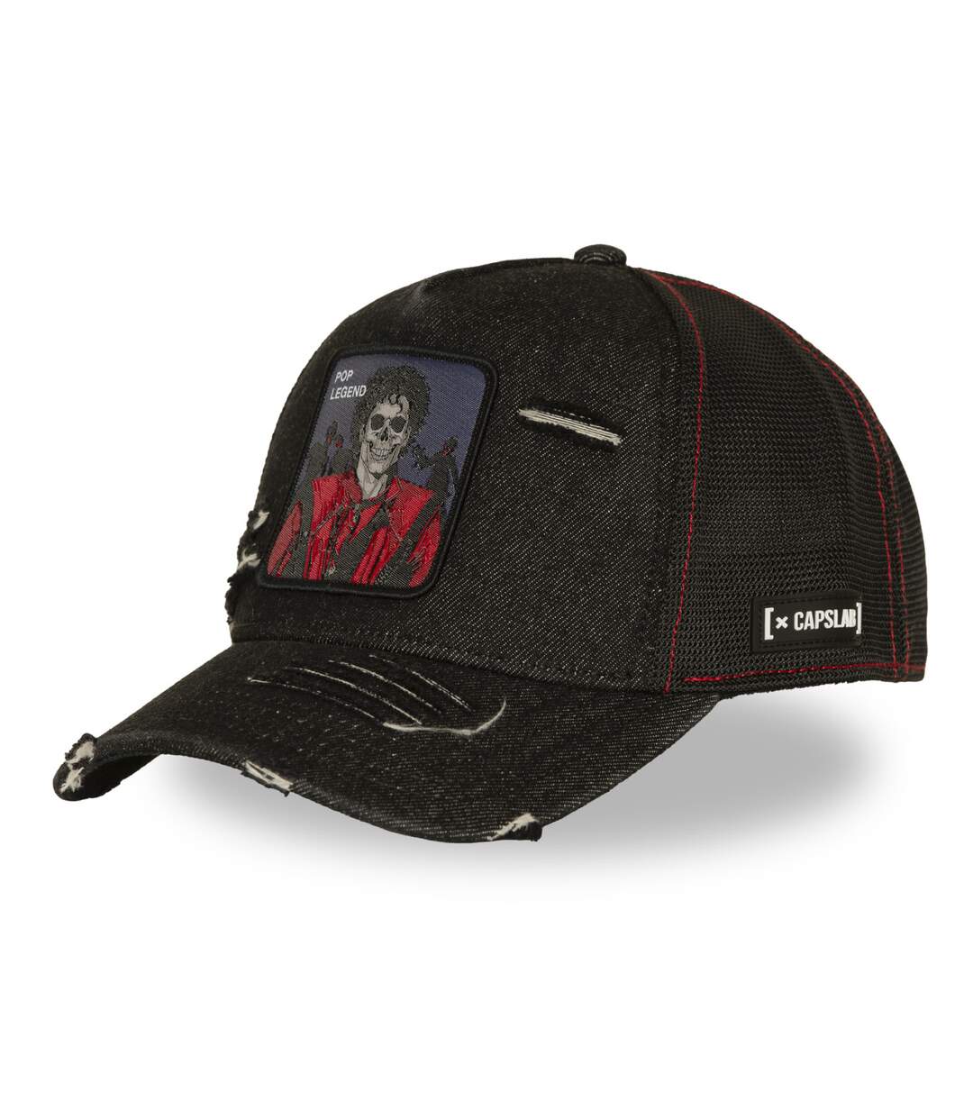 Casquette trucker effet usé avec filet et patch Pop Legend Capslab-1