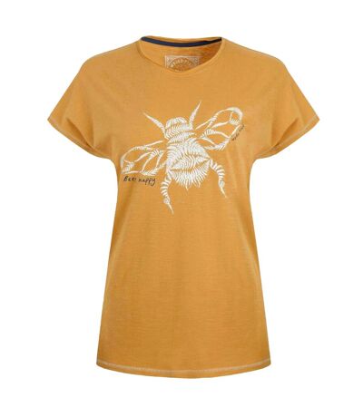 Womens/ladies fern bee organic cotton t-shirt deep amber Weird Fish