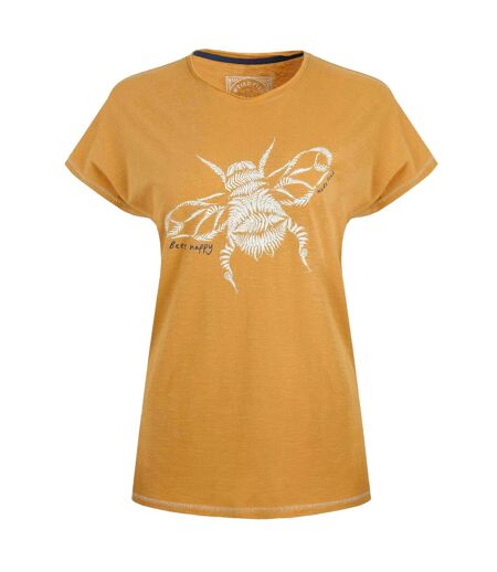 Womens/ladies fern bee organic cotton t-shirt deep amber Weird Fish