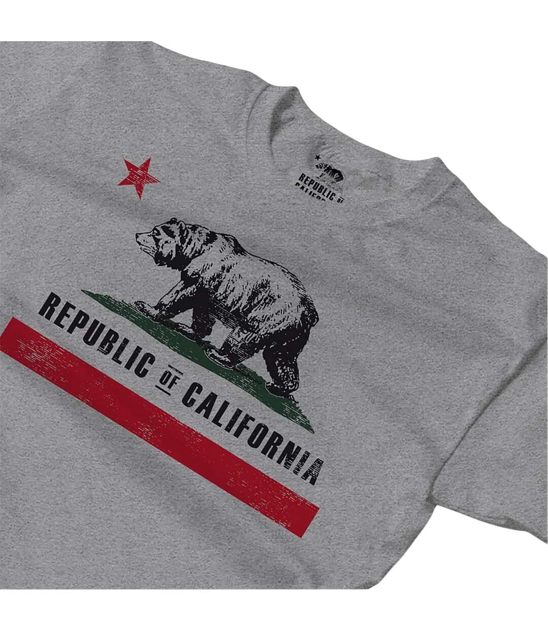 T-shirt Motif/style Imprimé Graphique Old Flag Homme Gris Chiné Republic Of California-3