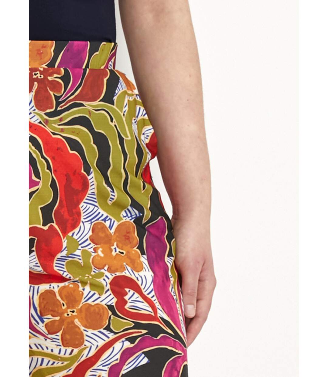 Pantalon large taille élastiquée imprimé-4