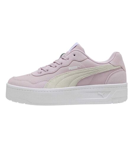 Womens/ladies Court Lally Skye Leather Platform Trainers Rose White Puma