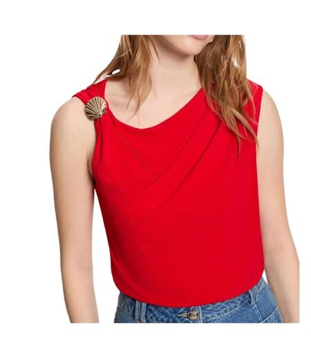 T-Shirt rouge femme morgan ornementation