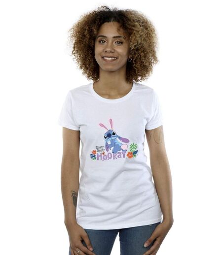 Disney T-shirt en coton Femmes/Ladies Lilo & Stitch Hippity Hop Stitch (Blanc) - UTBI25899