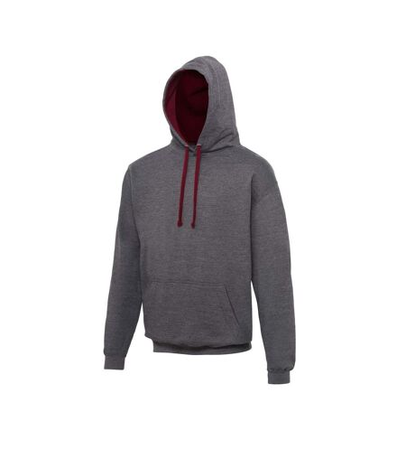 Awdis Varsity Hooded Sweatshirt / Hoodie (Charcoal/ Burgundy)